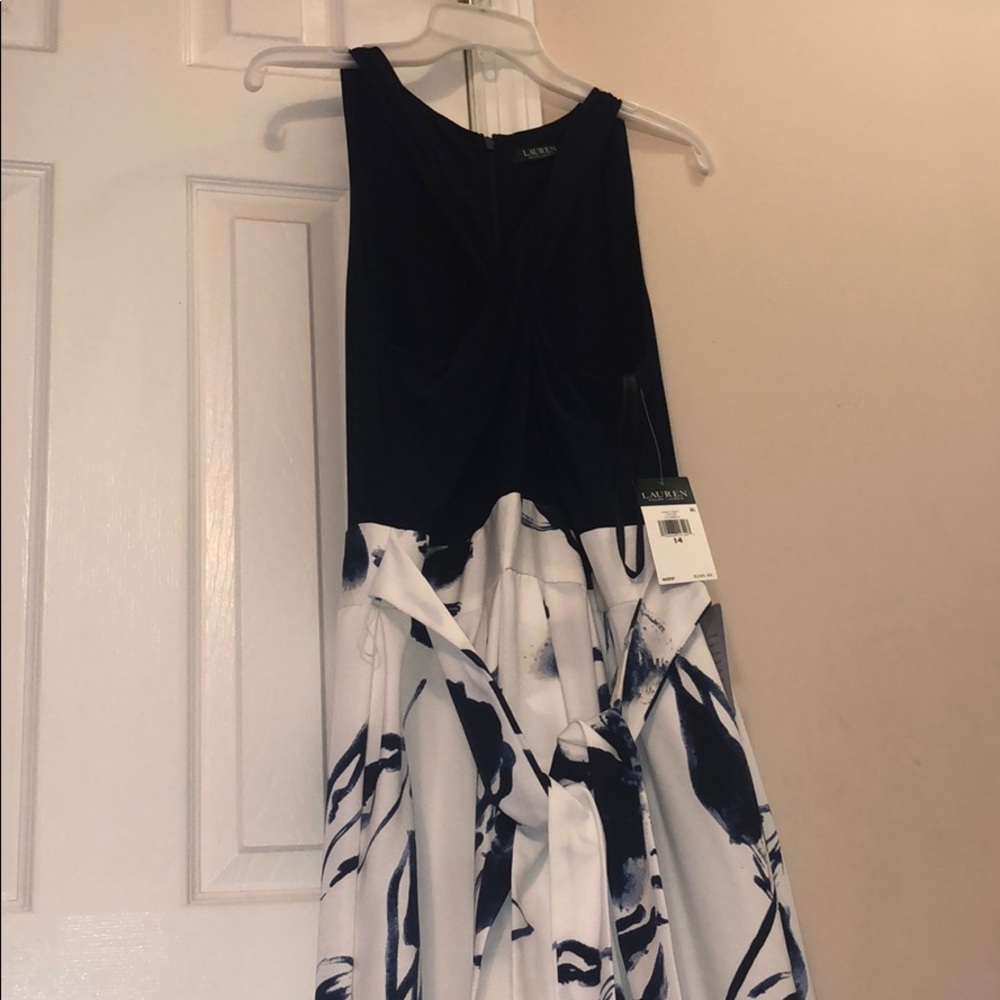 Ralph Lauren blue and white evening gown